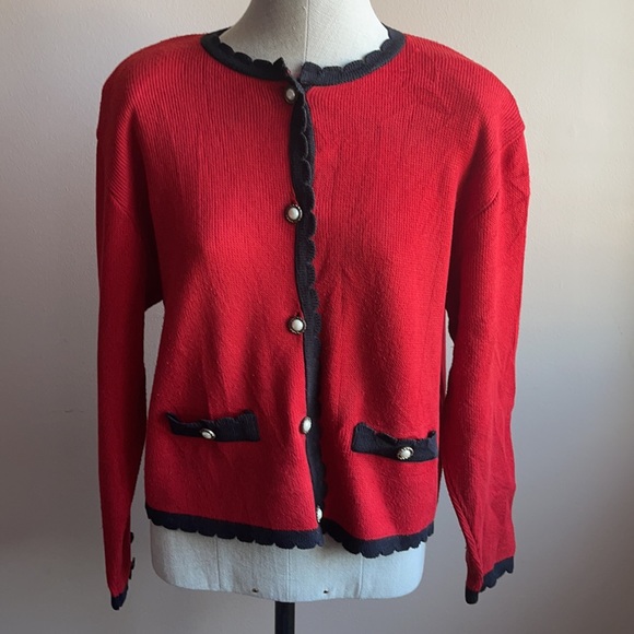 Espion Red long sleeve cardigan Medium - Picture 2 of 13